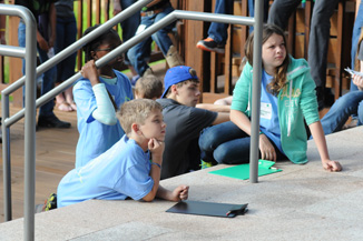 youth gathered on the stairs at the 2018 contest