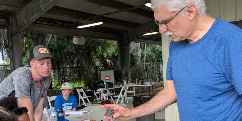 Students learning about sensors and electronics as part of a NextGen AgTech Innovators activity.