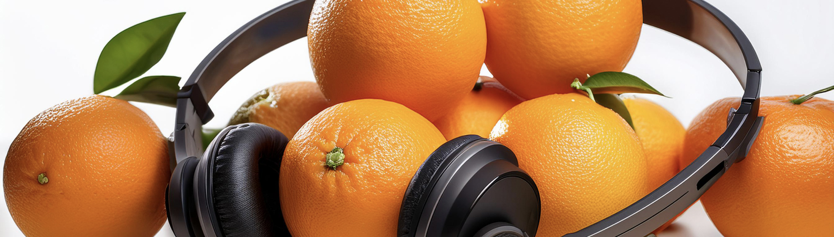 Generative AI Image of a headphone set with Florida oranges.
